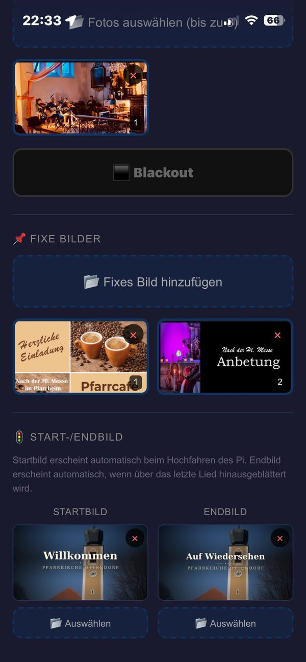 Tab Bilder mit hochgeladenen Fotos und fixen Tafeln
